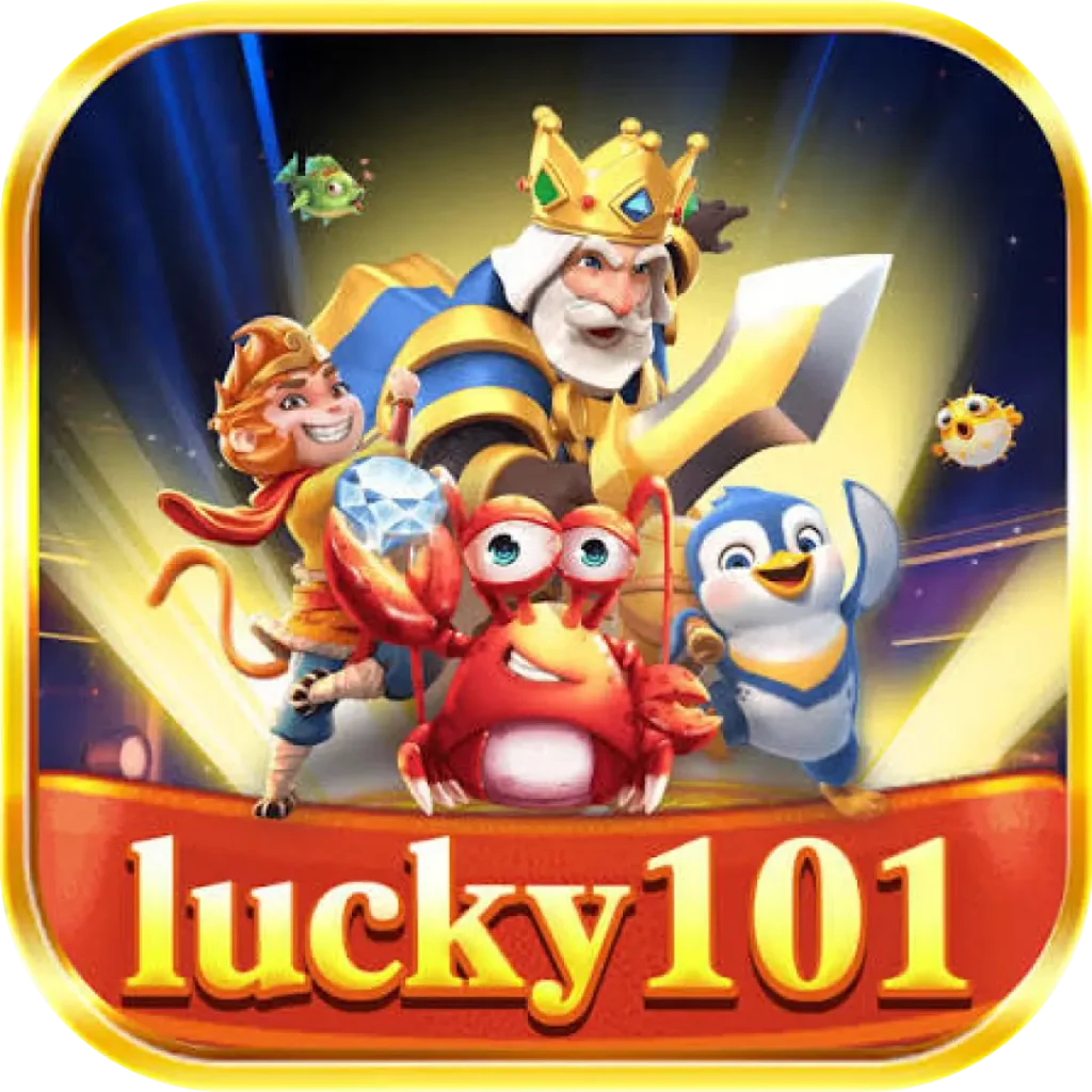 Lucky 101 Game official logo featuring cartoon characters and golden text design