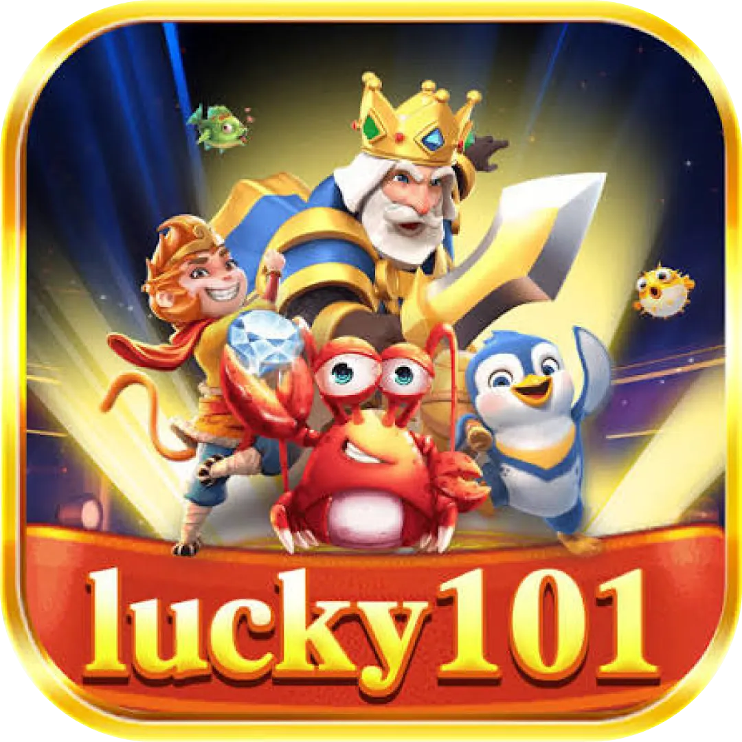 Lucky 101 Game official logo featuring cartoon characters and golden text design